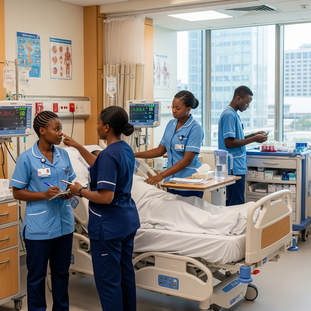 A Single Picture Of Gambian Nursing Students In A Modern Hospital